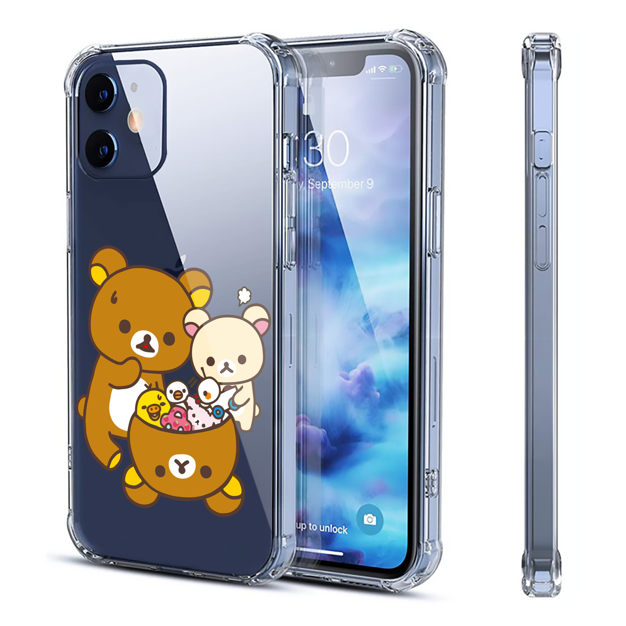 （画像用） リラックマ リラックマ キイロイトリ Rilakkuma Korilakkuma Kiiroitori 【iPhone 12シリーズ対応】透明スマホケース（クリアソフトケース）